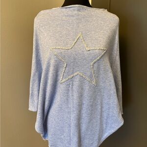 Bella Amore Light Blue Poncho with Star Design